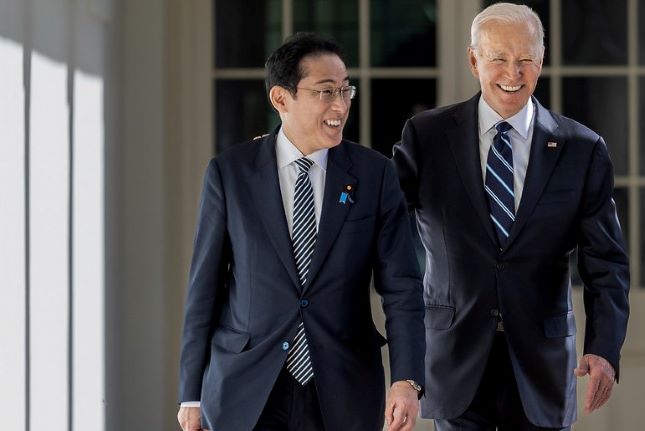 Kishida and Biden at the White House in January. 